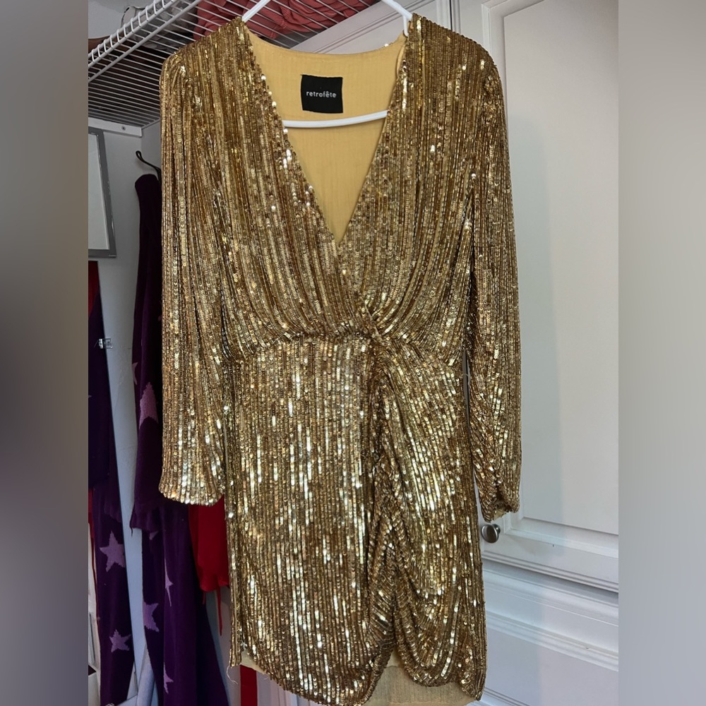Retrofete gold sequin dress size small